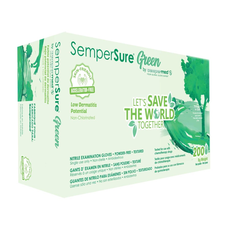 Green Powder Free Nitrile Exam Gloves 200/Box Multiple Sizes - Picture 4 of 5