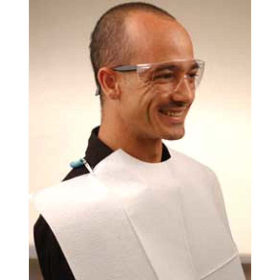 White Blue Contour Neck Patient Bibs 18″ x 22″ 3 Ply Paper Poly 400 Cs
