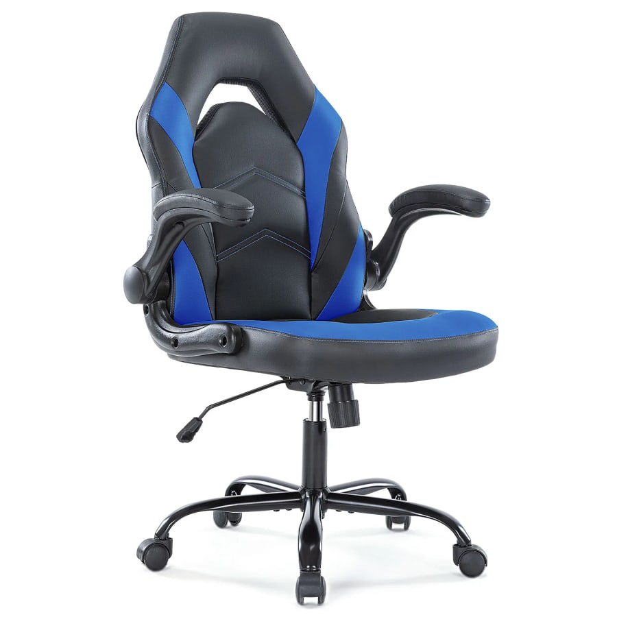 Ergonomic Gaming Desk Chair Adjustable PU Leather with Flip-up Armrests