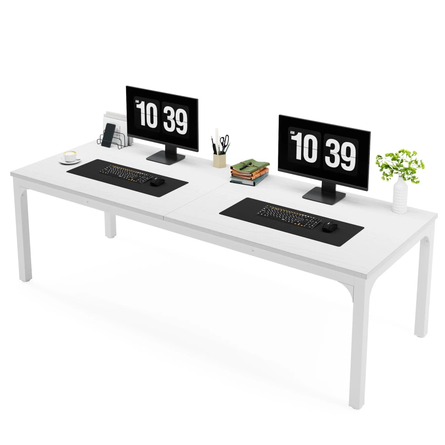 Computer Desk 78.7 in Extra Long 2 Person Workspace Heavy Duty MDF Iron