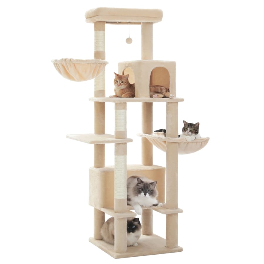 Cat Tree Large Indoor Cat Tower Sisal Scratching Post Metal Hammock