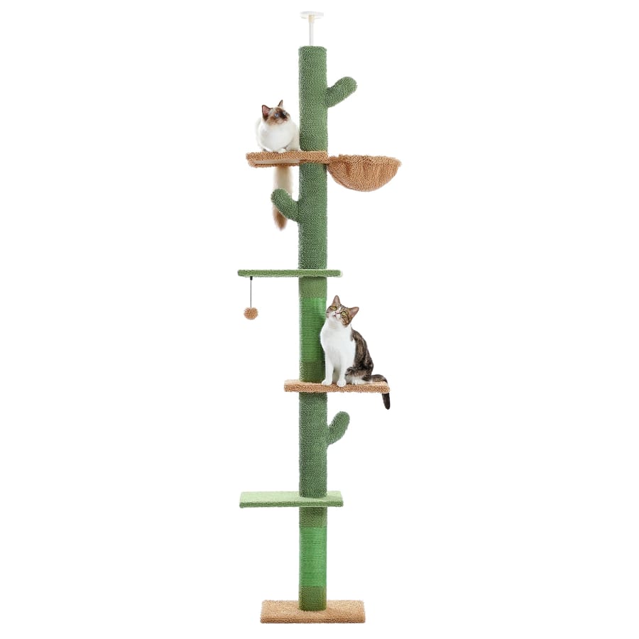 Adjustable Height Cat Tree Tower w/ Condo Scratching Posts Hammock