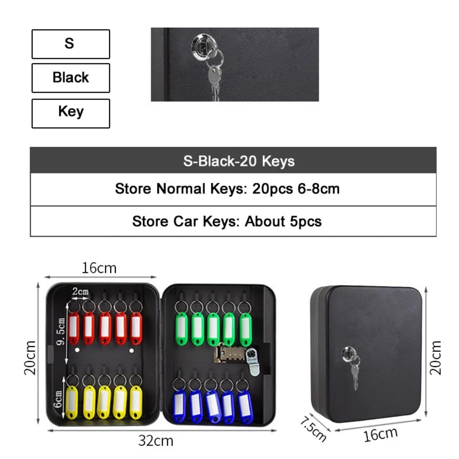 Key Lock Box Combination Metal Safe Wall Mounted Key Storage Organizer