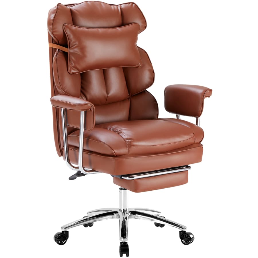 Office Chair Ergonomic PU Leather High Back Recliner w/Footrest