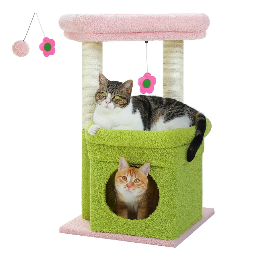 Cat Tree Tower Condo Soft Plush Sisal Posts Double Tiers Perch