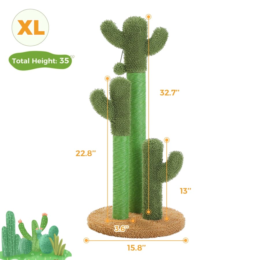 Cactus Cat Tree Condo Hammock With Scratching Post Toys For Cats