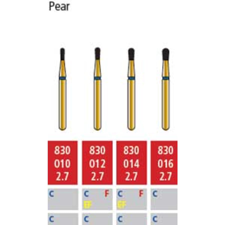 Pear Shaped Diamond Bur FG Coarse Grit 5 pc Pack Multiple Sizes