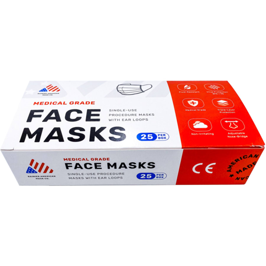 Earloop Face Masks Splash Resistant Multiple Colors 25 or 50 pk