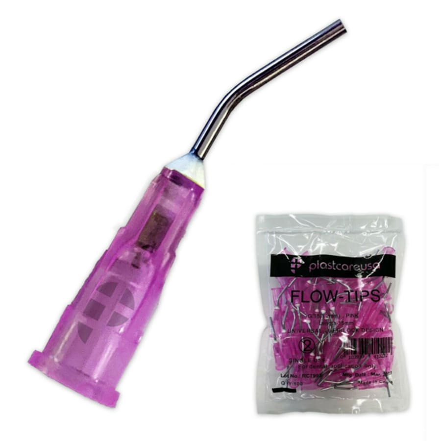 Pre-Bent Needle Applicator Tips 18-27 Gauge 100 Pk Multiple Colors