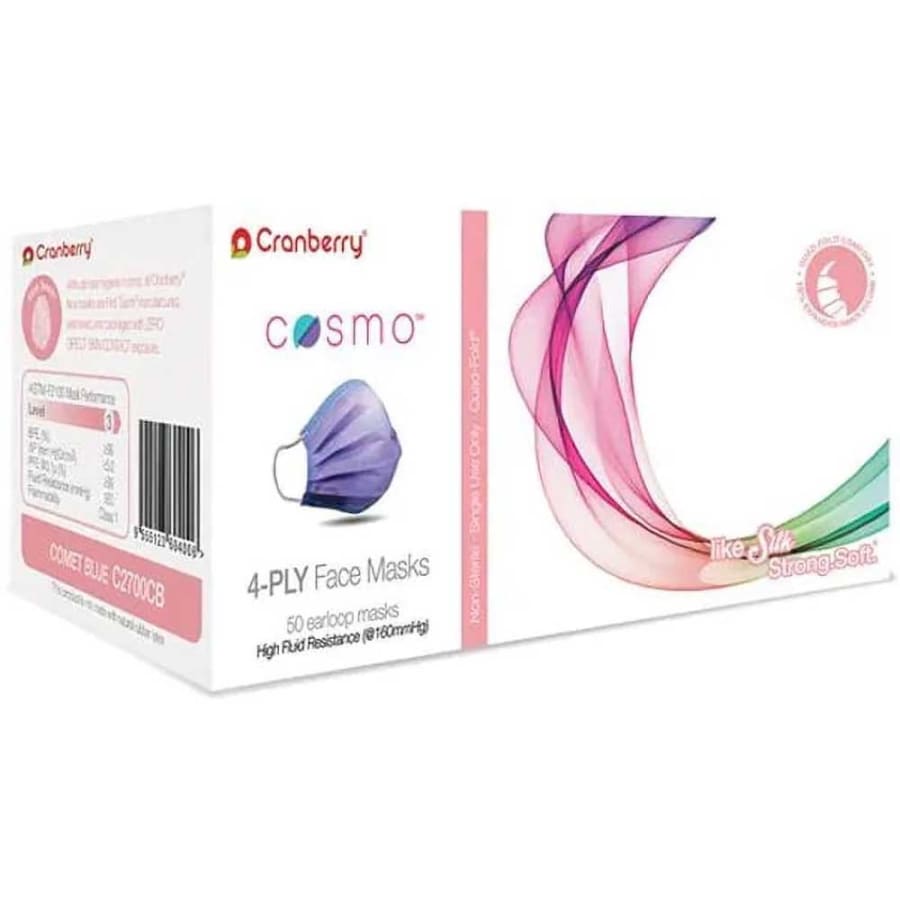 4-Ply ASTM Level 3 Face Mask Ear-Loop 50/Box Multiple Colors