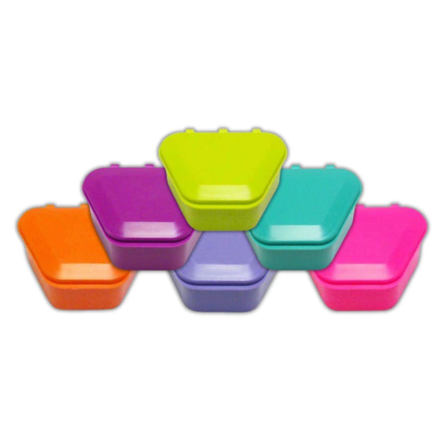 Denture Storage Box Assorted Colors Spill Resistant 24 or 12/Pk