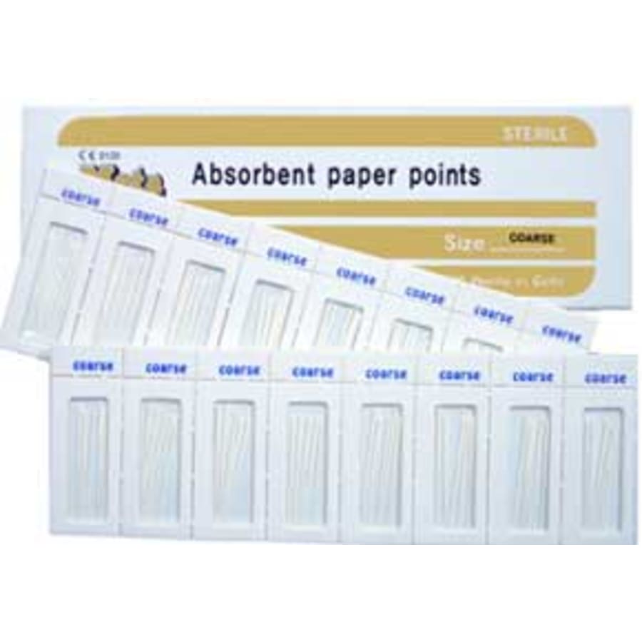 Absorbent Paper Points Non-Color Coded Box of 200 Multiple Sizes