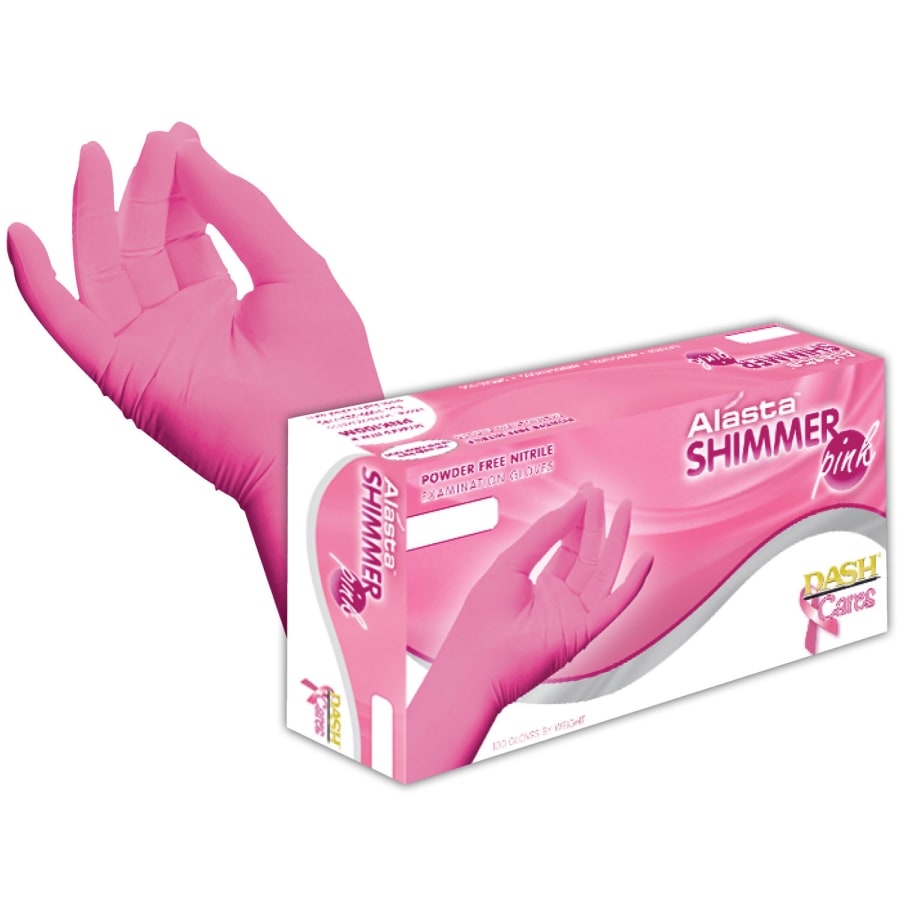 Nitrile Exam Gloves Non-Sterile Pink Powder-Free Multiple Sizes Box 100