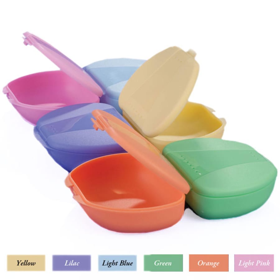 Dental Retainer Storage Boxes 12 Pk Snap Closure Assorted Tropical Colors
