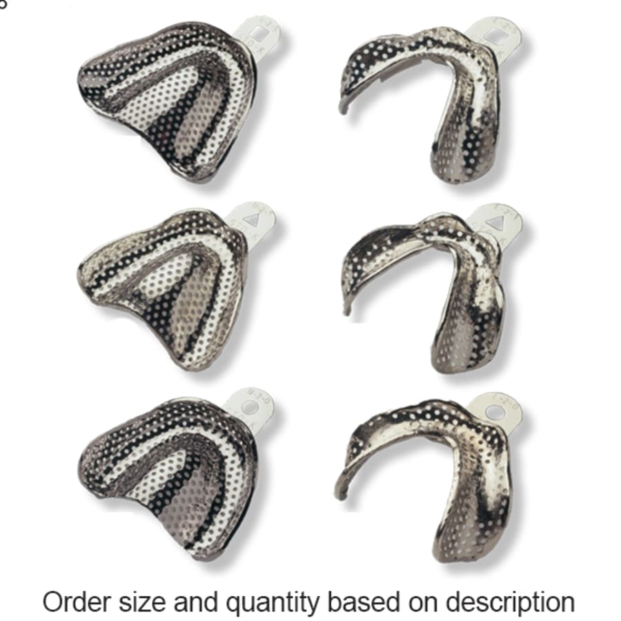 Full-Arch Dental Trays Aluminum Perforated or Solid Multi Sizes