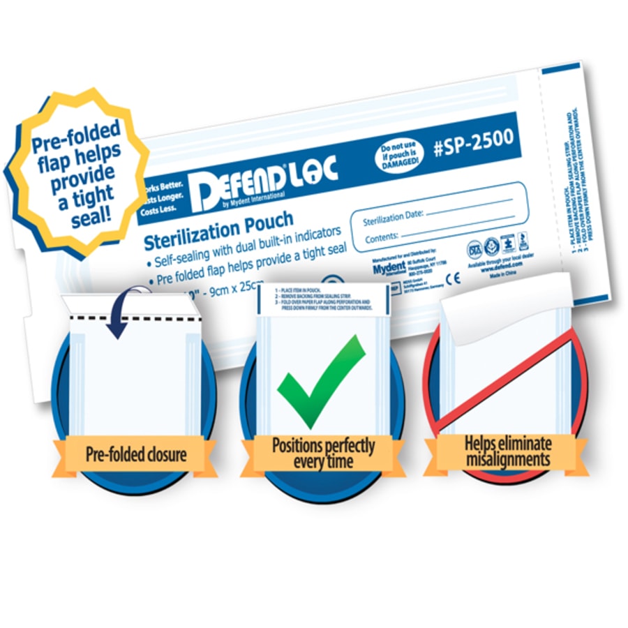 Pre-folded Sterilization Pouches Dual Indicators 200/Box Multiple Sizes