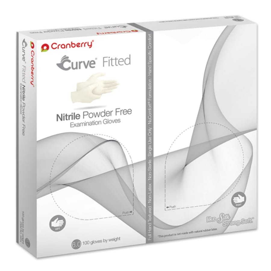 Fitted Nitrile Exam Gloves White Powder-Free 100/Box Multi Sizes