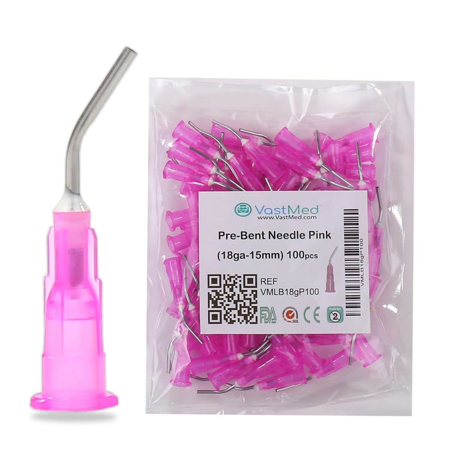 Pre-Bent Blunt Applicator Tips 100 Pk, 18-22ga, Multiple Colors