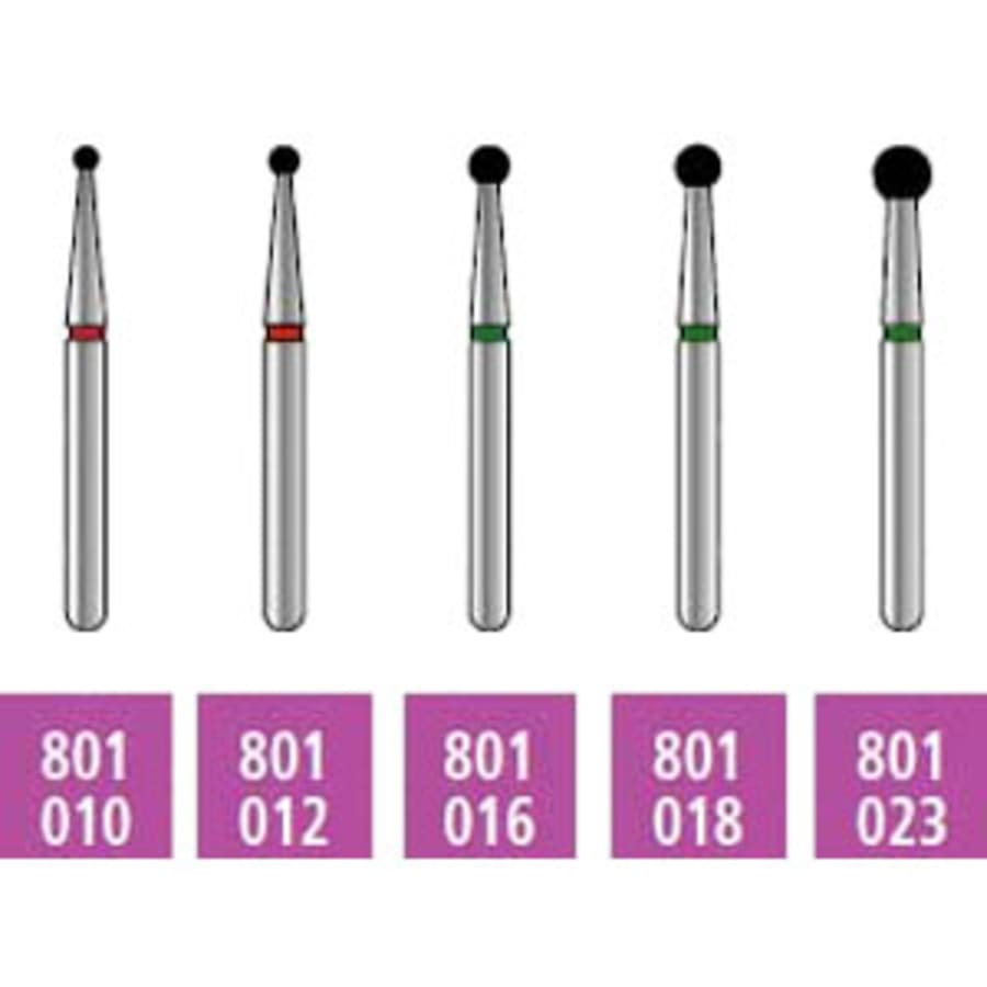 FG 801 Diamond Bur Round Single Use 10 pk Multiple Grits Sizes