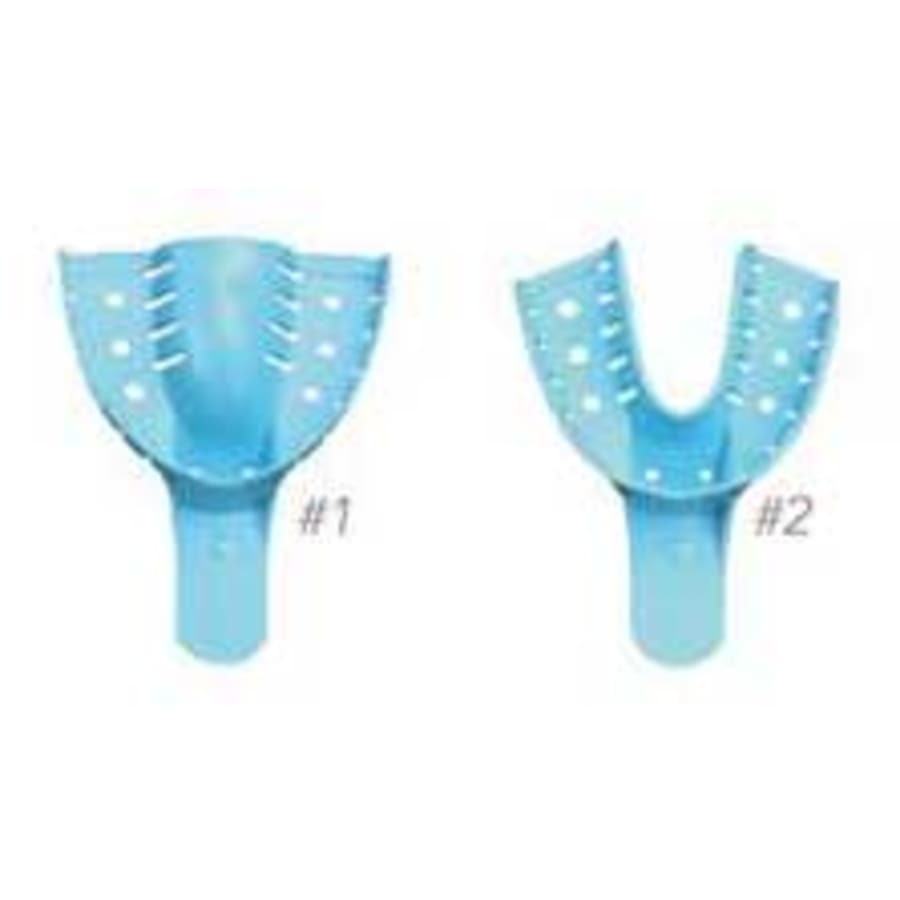 Large Upper Full-Arch Perforated Blue Disposable Impression Tray 10/Pk