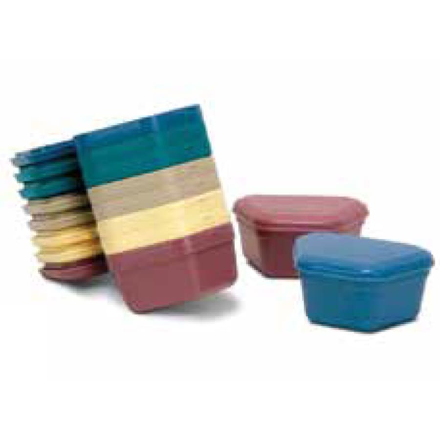 Denture Storage Box 12 Pk Plastic Hinged Lid Assorted Options