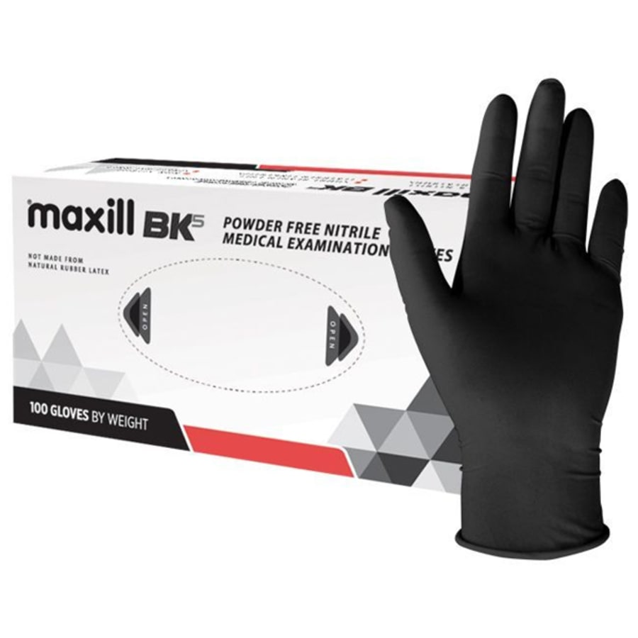 Black Nitrile Exam Gloves Powder Free 3.9 mil Large Box of 100
