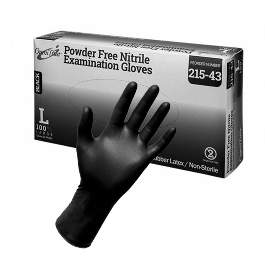 Black Nitrile Examination Gloves Powder Free Textured Box of 100