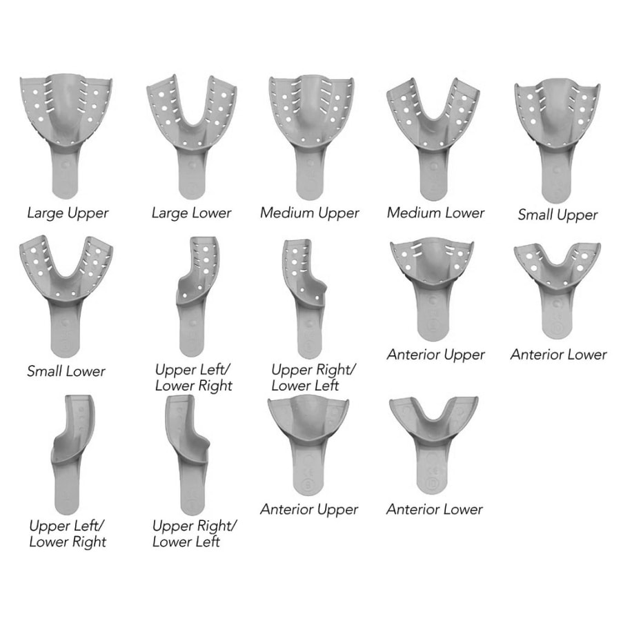 Disposable Perforated Plastic Dental Impression Trays Multiple Sizes 12/Pk