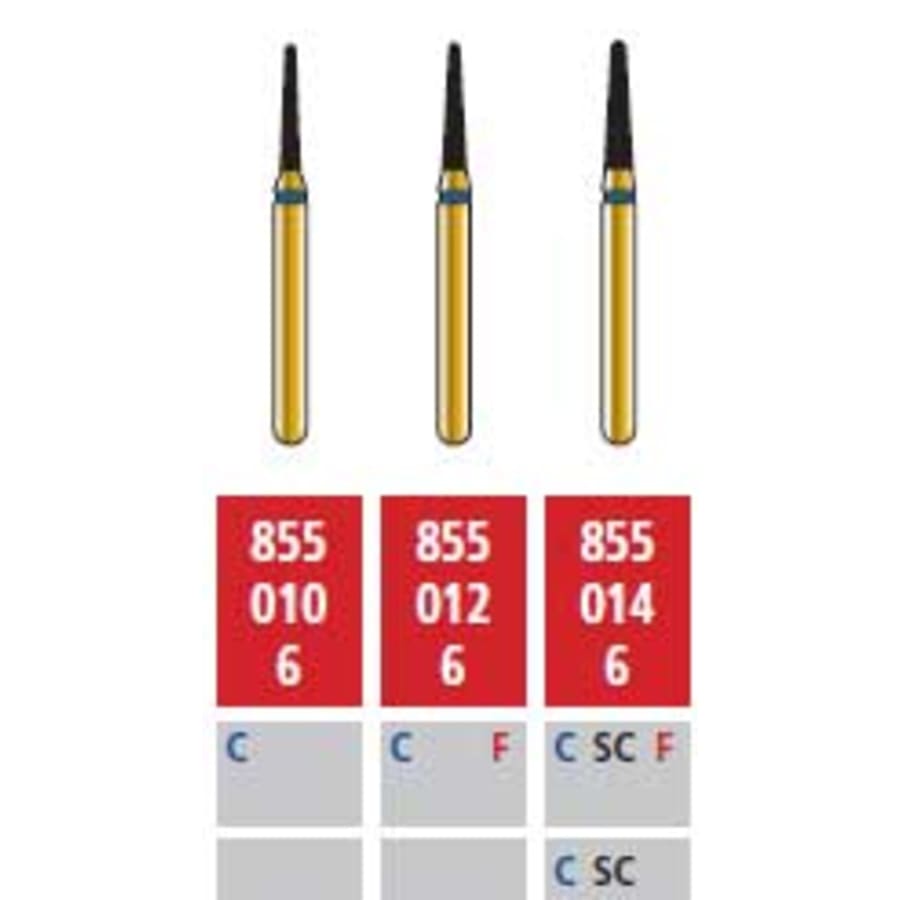Coarse Grit Round End Taper Diamond Bur 5 Pack Assorted Sizes FG