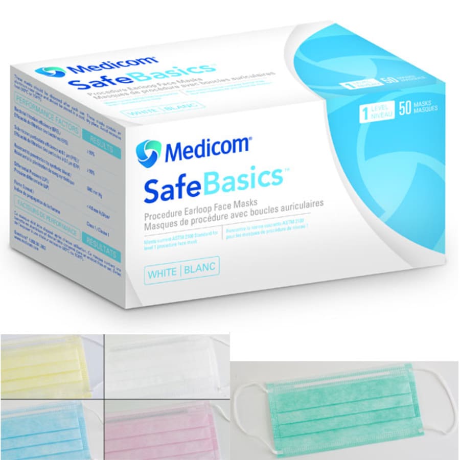 Procedure Ear-Loop Face Mask 50/Bx ASTM Levels Multiple Colors