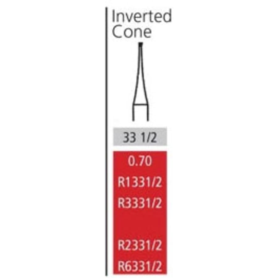 FG Inverted Cone Carbide Bur Friction Grip Multiple Sizes 10 100 Pk