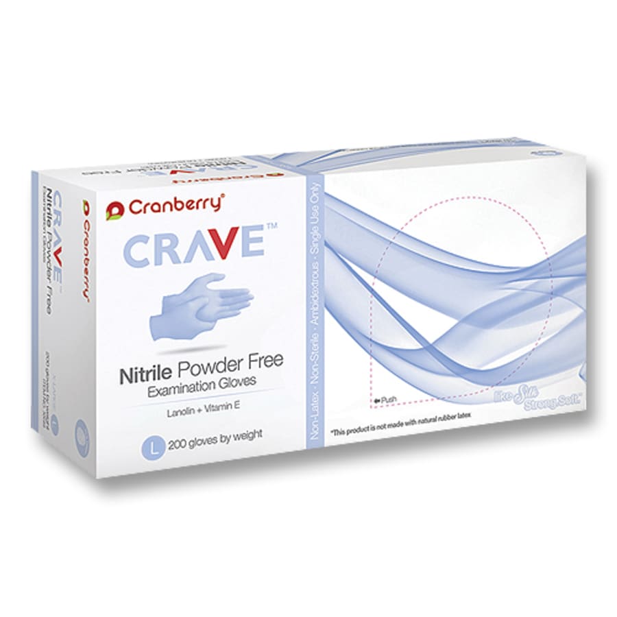 Nitrile Exam Gloves Powder-Free 200/Pk Fingertip Textured Multiple Sizes