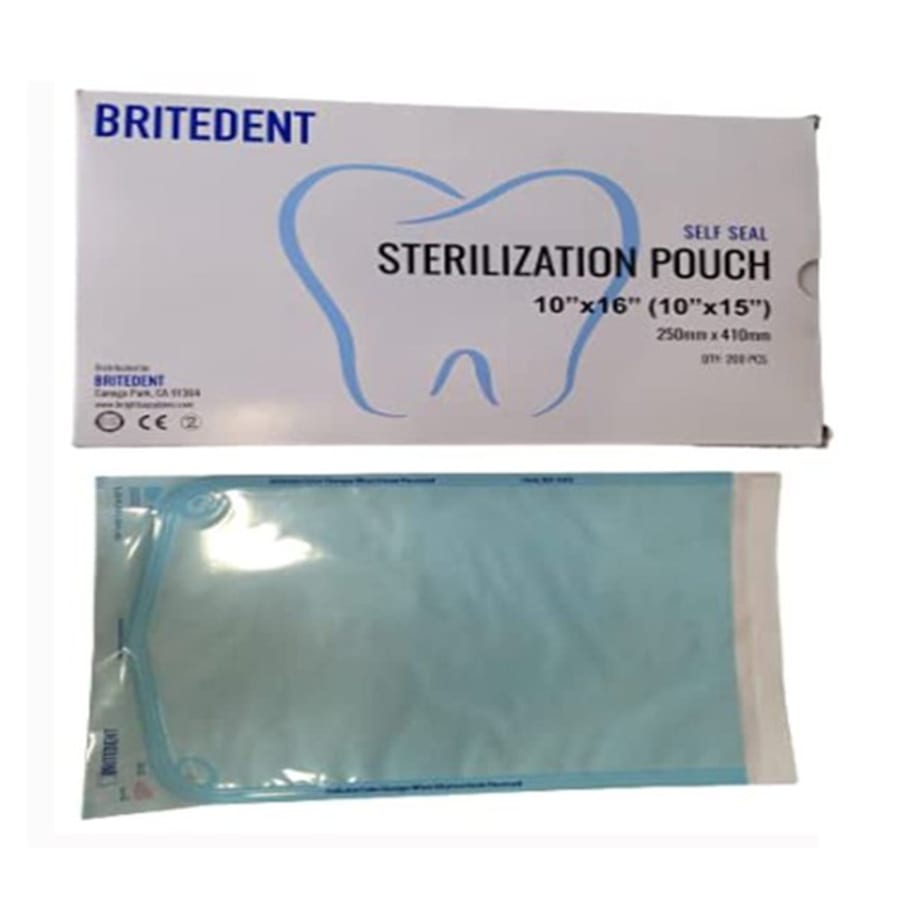 Self-Sealing Sterilization Pouch Paper Blue Film 10 Sizes Case 200 pk
